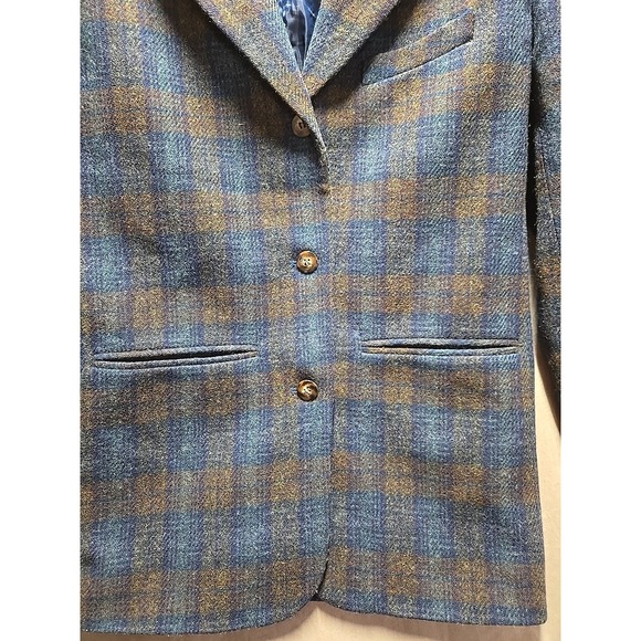 Vintage Eddie Bauer Women's Blazer Jacket Coat 100% Wool Blue Plaid Size Small - Picture 3 of 7